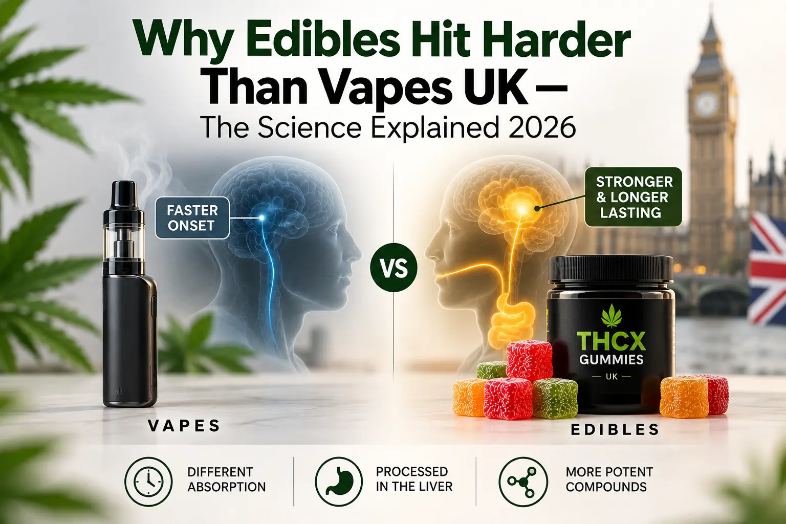 Why Edibles Hit Harder Than Vapes UK — The Science Explained 2026 Why Edibles Hit Harder Than Vapes UK — The Science Explained 2026