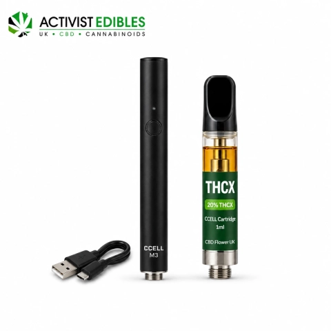 THCX Vape Kit UK CCELL M3 Battery + 1ml Cartridge 20% THCX 12 Flavours